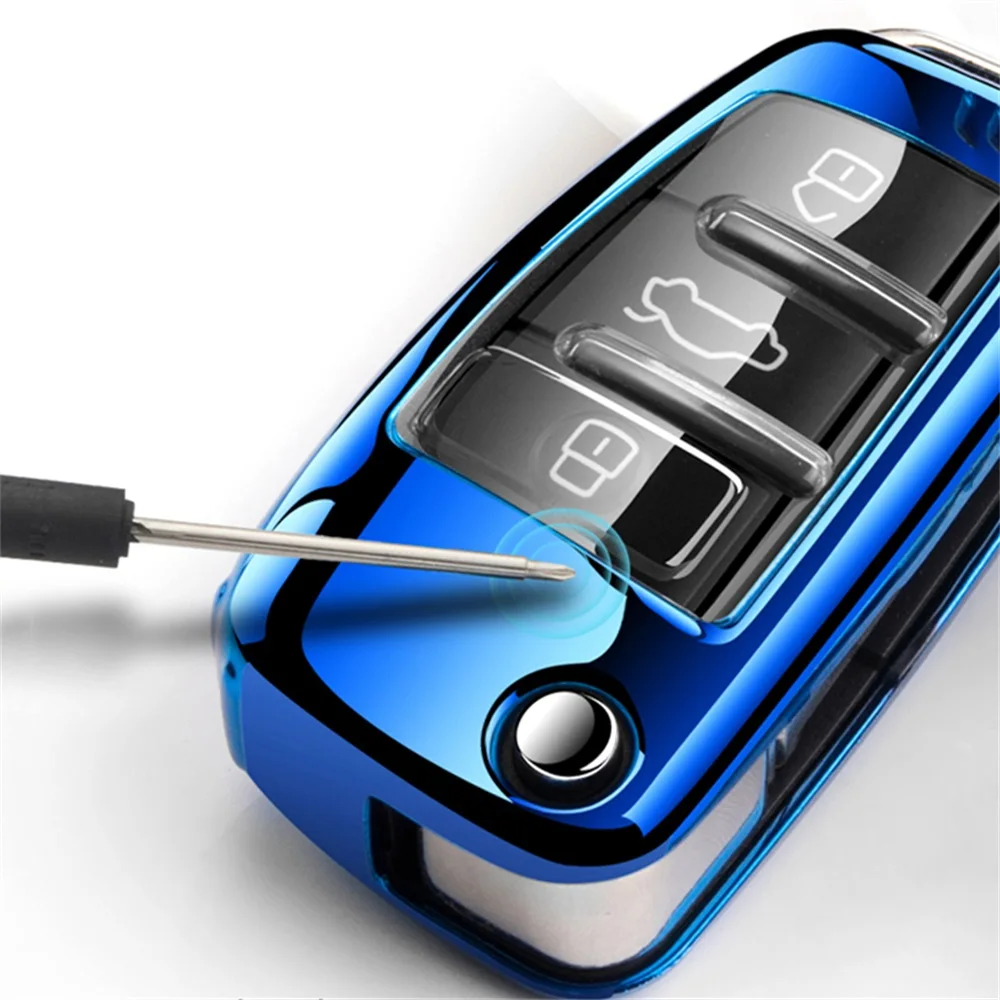 Casing Penutup Kunci Jarak Jauh Mobil TPU Lembut Baru Cangkang Pelindung untuk Audi C6 R8 A1 A3 A4 A5 Q5 A6 S6 A7 B6 B7 B8 8P 8V 8L TT RS Sline
