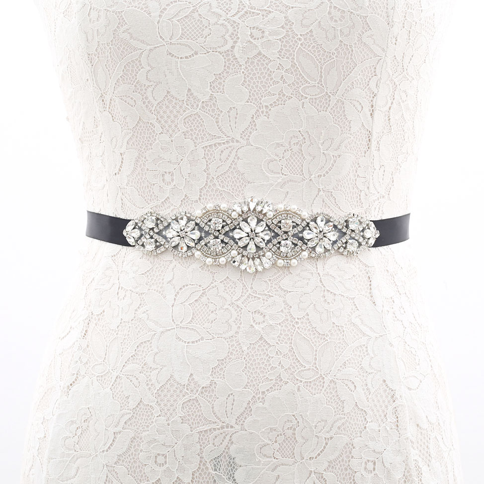 SESTHFAR Luxus Silber Kristall Hochzeit Gürtel Ceintures De Mariage Strass Applikation Weibliche gürtel für Braut Zubehör