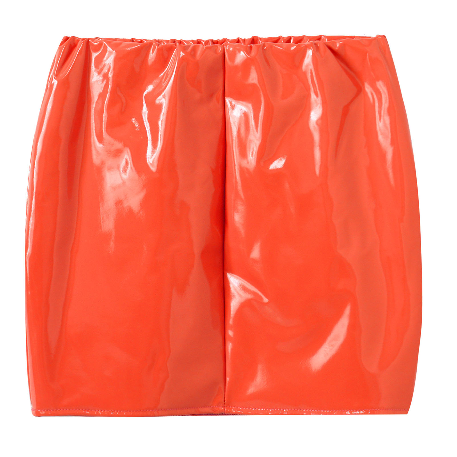 สตรี Femme สิทธิบัตรหนังกระโปรงสั้นสีทึบเอวยางยืด Bodycon กระโปรงดินสอเทศกาลดนตรี Rave Clubwear