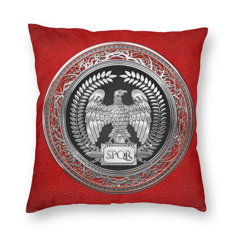 Sarung Bantal SPQR Roma Imperial Eagle Perak 40X40Cm Dekorasi Rumah Sarung Bantal Poliester Sarung Bantal Lempar Cetak untuk Sofa