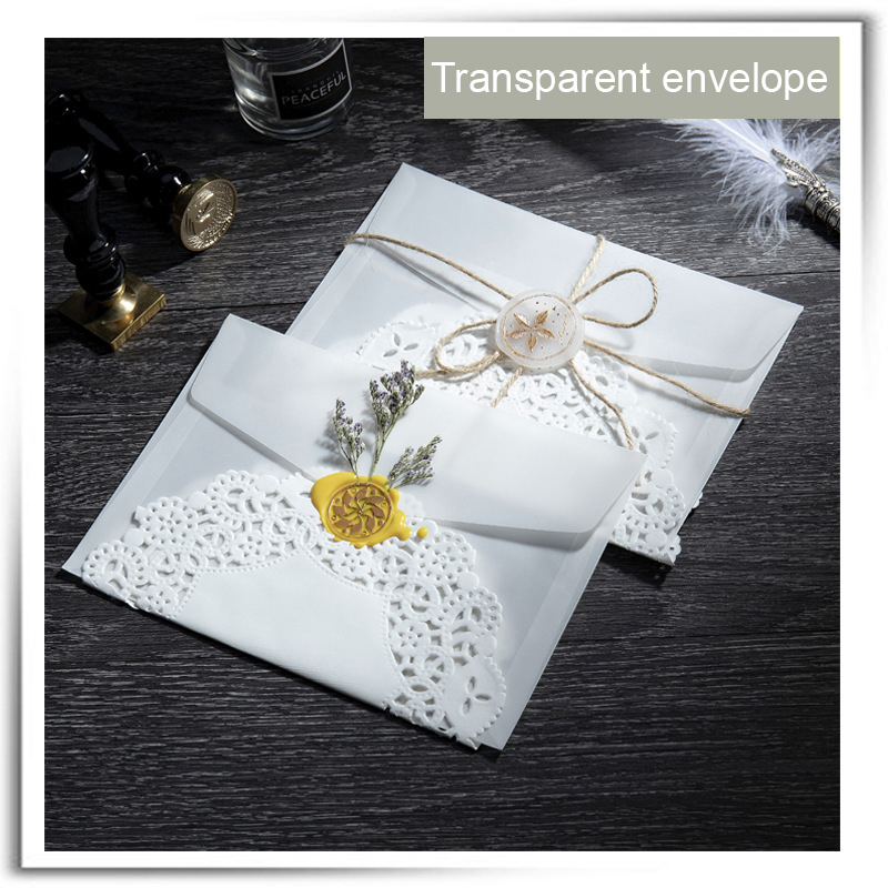 Envelopes de papel semi-transparente com ácido sulfúrico, 20 unidades, para armazenamento de cartão postal diy, convite de casamento, embalagem de presente