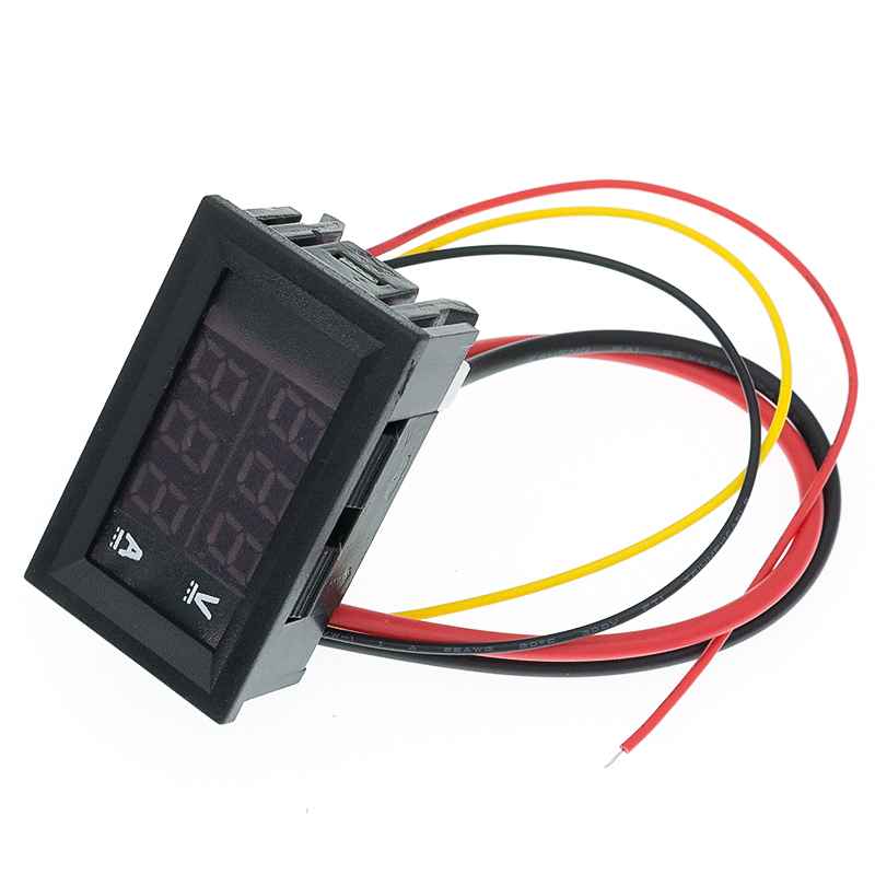 DC 0-100V 10A Digital Voltmeter Ammeter Dual Display Voltage Detector Current Meter Panel Amp Volt Gauge 0.28" Red Blue LED