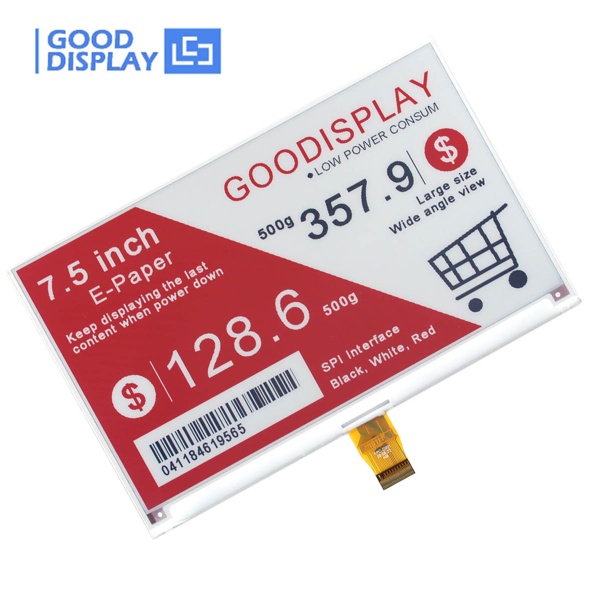 GooDisplay 7,5'' E-Paper дисплей SPI, цветной электронный экран с EPD HAT, GDEY075Z08 с адаптером