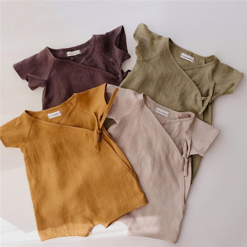 Linen Cotton Baby Boys Rompers Summer Infant Baby Bodysuit Casual Newborn Girls Jumpsuit Toddler Boys Bodysuit Overalls 0-24m