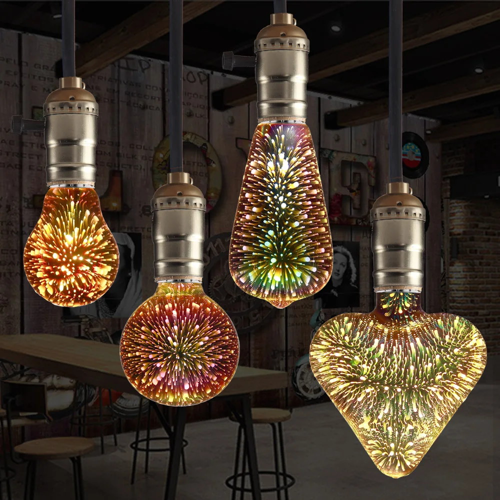 LED 3D エジソンライト電球 E27 AC220V ヴィンテージクリスマスアンプル装飾電球カラフルな LED ランプ家庭用リビングルーム屋内照明