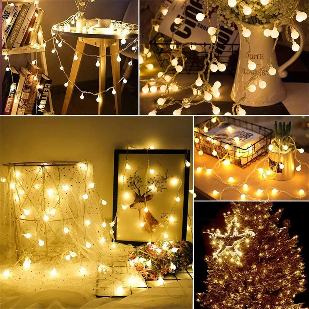 USB/バッテリー電源 LED ボールガーランドライト妖精ストリング屋外ランプホームルームクリスマスホリデーウェディングパーティーライト装飾