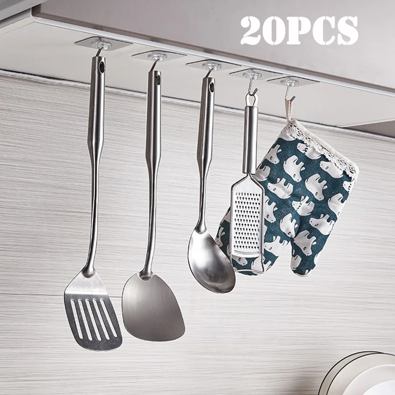 10/20 Chiếc Trong Suốt Mạnh Mẽ Tự Dính Cửa Móc Dán Tường Móc Hút Nặng Rack Ly Hút Cho Nhà Bếp phòng Tắm Công Sở