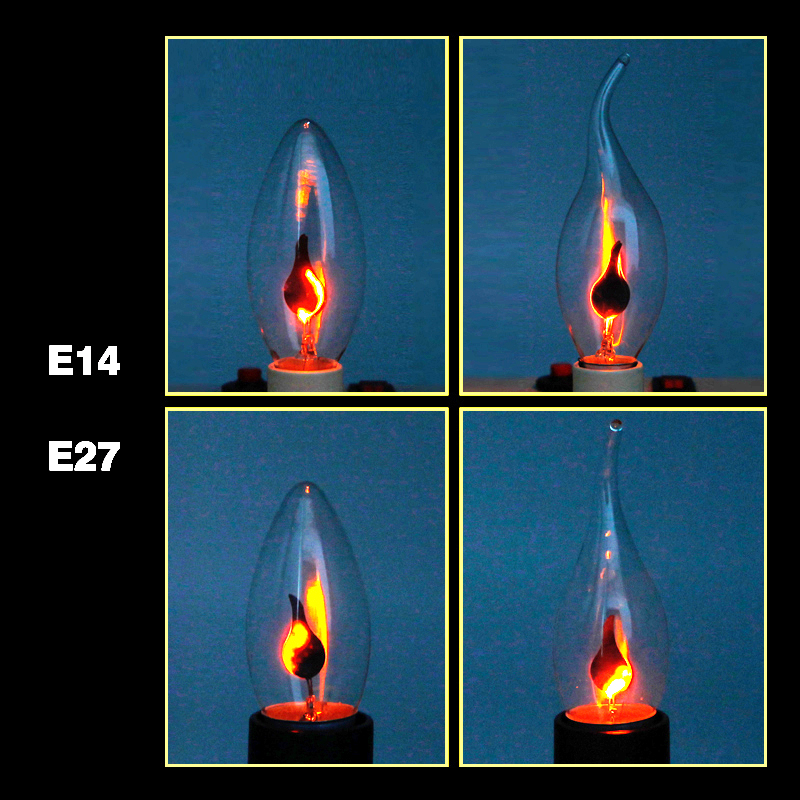 Edison Led Kerze Glühbirne E14 E27 LED Flamme Effekt Birne 3W AC220V Hause Für Dekor Beleuchtung Ampulle kerze Birne