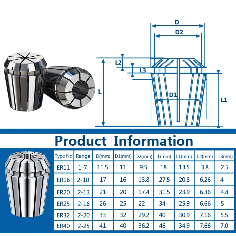 Juego de Portabrocas de precisión XCAN Spring Collet ER8 ER16 ER20 ER25 ER32 ER40 para máquina de grabado CNC, portaherramientas de torno de fresado