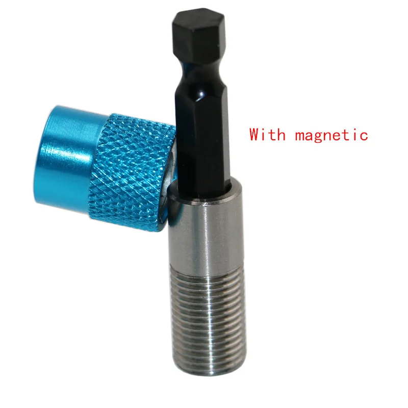 Màu xanh 1/4 Chuôi Lục Giác Máy Khoan Điện Từ Vít Giá Đỡ 60mm Dây Thép từ tính hạn chế điều chỉnh thanh nối dài