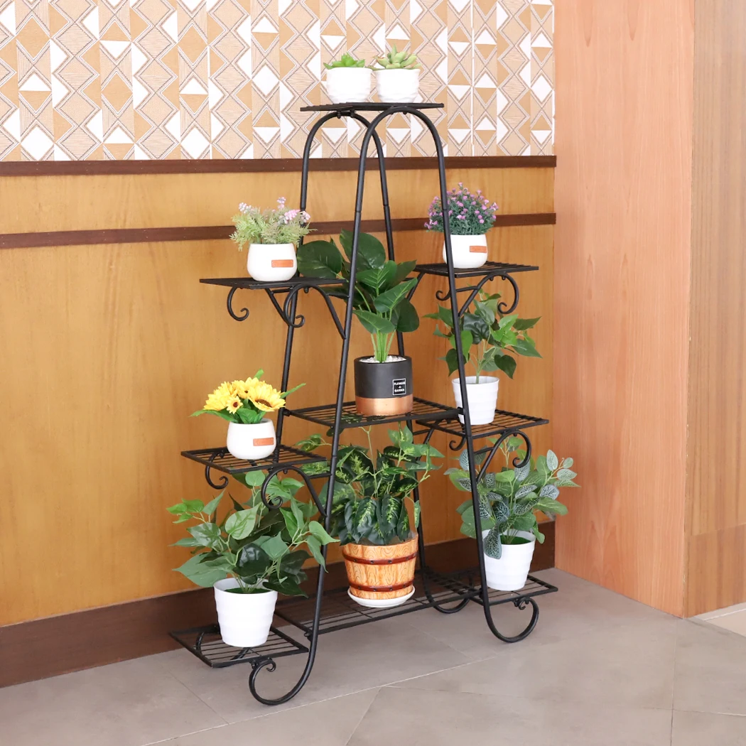 Supporto per piante a 9 livelli supporto per scaffale per piante in metallo per interni espositore per fioriere in vaso multistrato per esterni Patio Garden