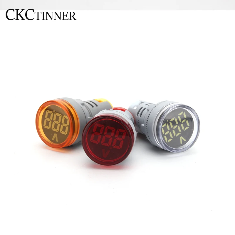 1 Chiếc 22MM Tròn Mini Kỹ Thuật Số Vôn Kế AC 20-500V Volt Bút Thử Điện Áp Đo Kỹ Thuật Số Đèn LED Chỉ Thị phi Công Đèn Hiển Thị Ánh Sáng