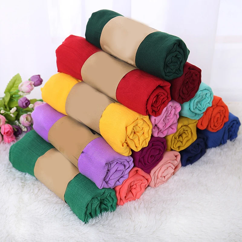 Mềm Mại Khăn Quàng Nữ Hồi Giáo Chai Sần Hijab Khăn Quàng Màu Hồi Giáo Đầu Khăn Choàng Và Len Nữ Khăn Trùm Đầu Mũ Đợi Đầu Đa Năng