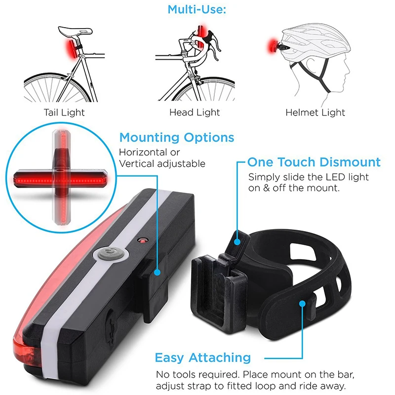 自転車テールライト 6 モード LED 警告自転車ライトリア懐中電灯防水安全 MTB 自転車 MTB ヘルメットライトサイクリングランプ