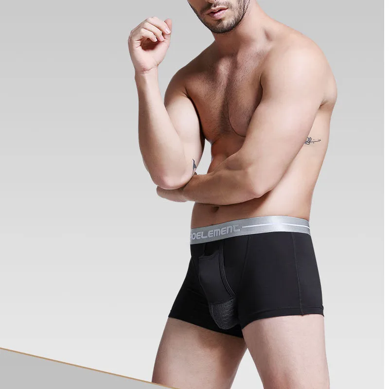 Ropa interior para hombre, función de bolsa de soporte para escroto, boxers separados convexos en modal u