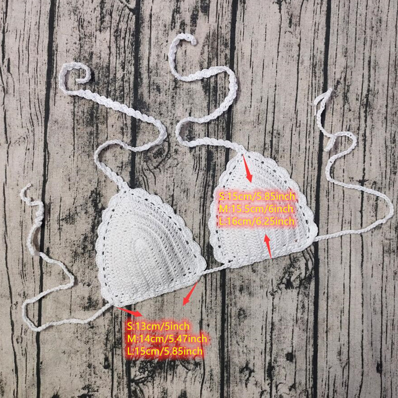 Conjunto de Bikini de ganchillo hecho a mano para mujer, traje de baño de playa Vintage con forro