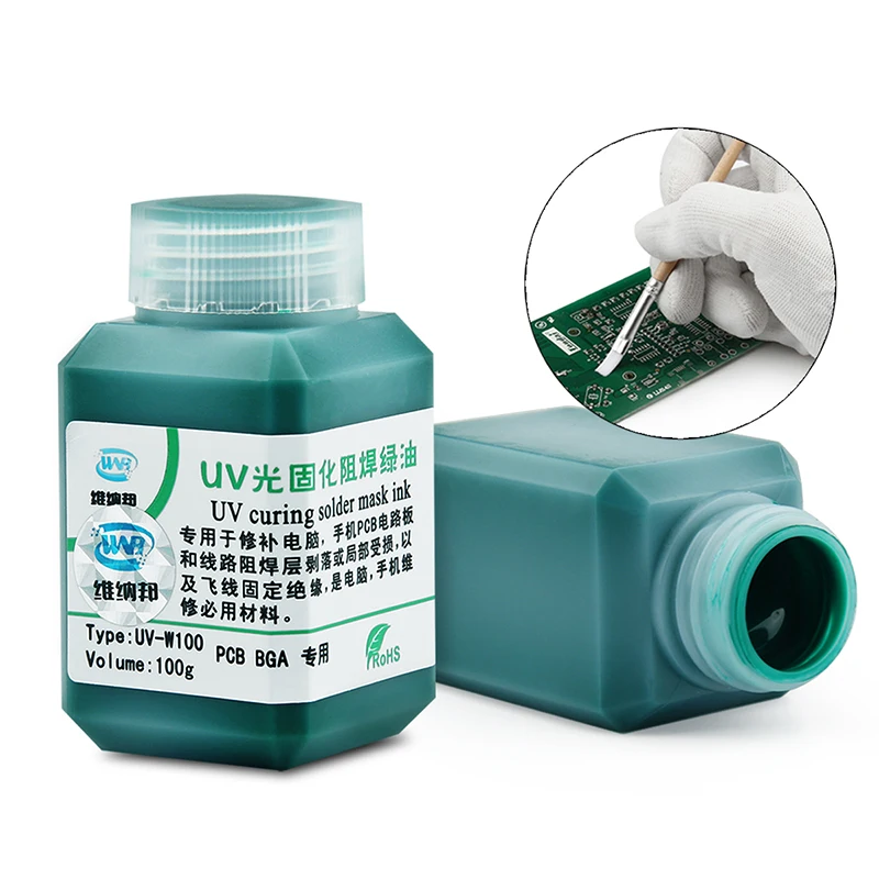 100G Xanh Dầu UV Mặt Nạ Hàn Mực Chống Ăn Mòn Arcing Hàn Dán Thông Lượng Cho PCB SMD Bảng Mạch Hàn hàn Thông