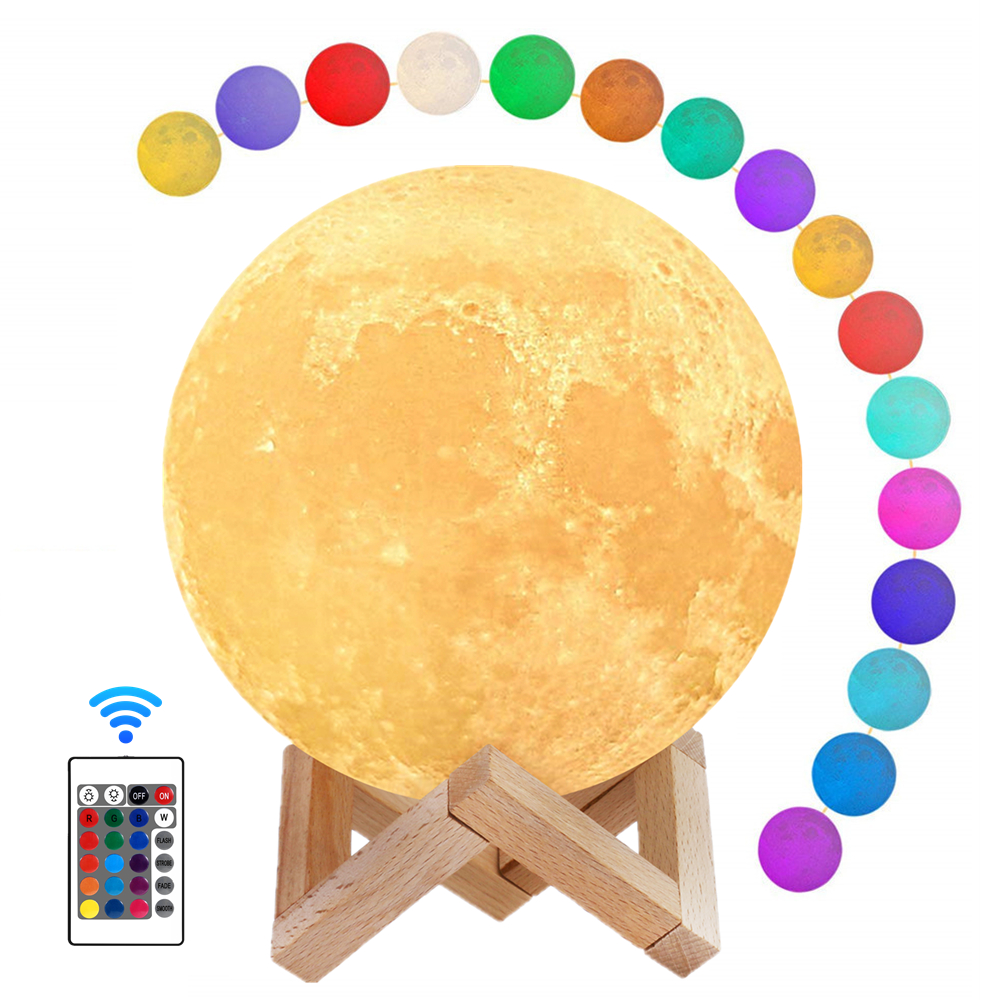 Lampada lunare Luce notturna Stampa 3D Lampada da scrivania da comodino ricaricabile dimmerabile a LED temporizzabile al chiaro di luna Dropship