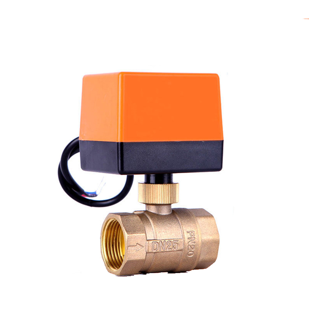 Válvula de esfera motorizada de 1/2 "3/4" 1 "2" 220V 12V 24V Válvula de esfera elétrica de latão com controle de 2 pontos de 3 fios