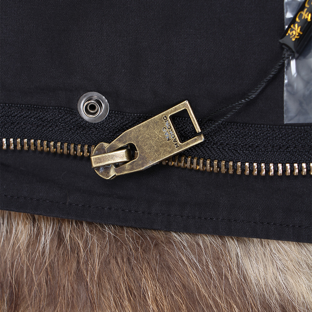 Maomaokong 2024 新天然毛皮裏地リアルファーコート冬のジャケットの女性アライグマの毛皮の襟暖かい厚いパーカー女性服