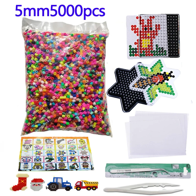 5000ชิ้นขนาดใหญ่5มิลลิเมตรฮามะลูกปัด(2แม่แบบ+ 3กระดาษเหล็ก+ 2แหนบ)มินิฮามะฟิวส์ลูกปัดDiyเด็กการศึกษาของเล่น