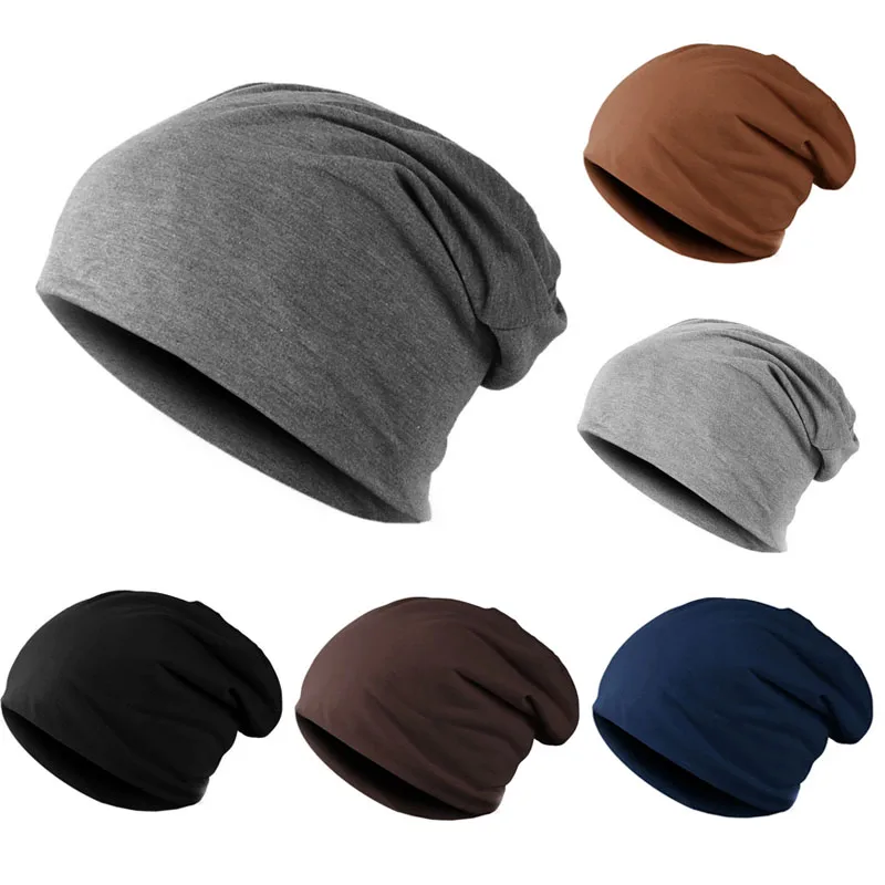남자를위한 새로운 솔리드 컬러 헐렁한 Slouchy Beanies 모자 남성 가을 봄 힙합 부드러운 귀 따뜻하게 Skullcaps 야외 Windproof 보닛