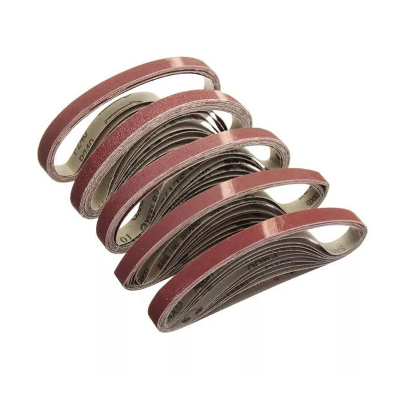 WENXING 10Pcs 15x452mm Sanding Belt 60/80/100/120/240/400/600 Grit for M10 Sander Adapter Polishing Machine Abrasive Tools