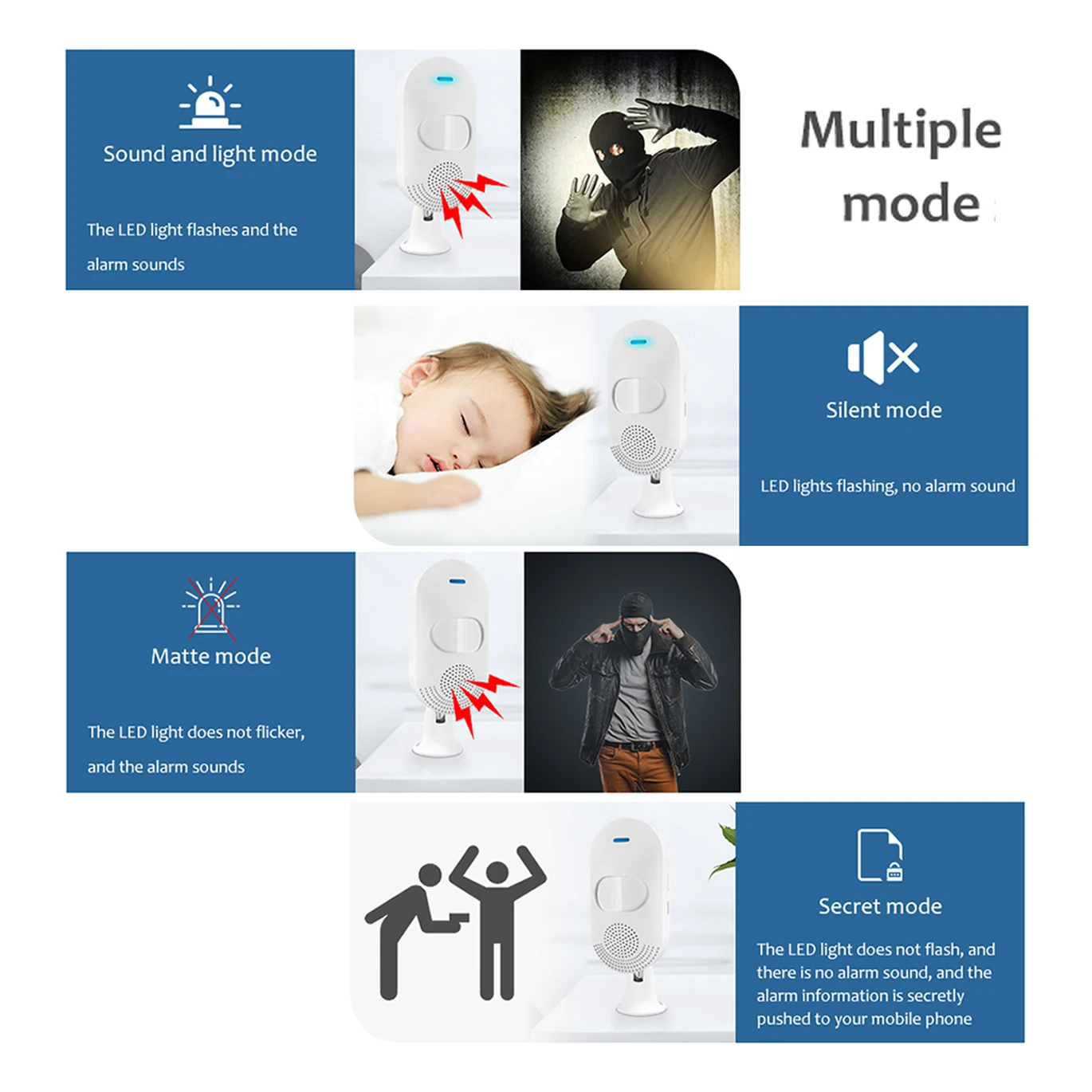 Tuya Wifi Sensor de movimiento Sensor PIR de cuerpo humano con alarma de sonido de sirena 80DB, aplicación Smart Life para sistema de alarma inteligente de automatización del hogar