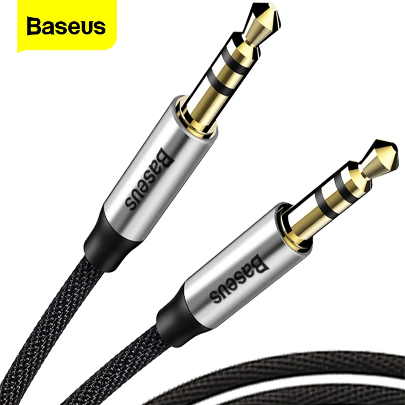 Baseus-Cable de Audio con conector de 3,5mm, Cable auxiliar de Audio macho a macho de 3,5mm para Samsung S10, Cable auxiliar para altavoz y auriculares de coche