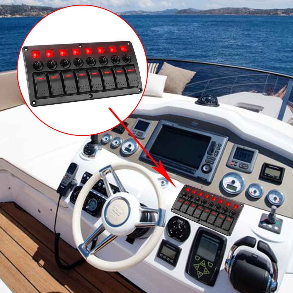 キャンピングカー用スイッチパネル,8ボタン,ボート,トラック,トレーラー,船舶用アクセサリー,24v,12v