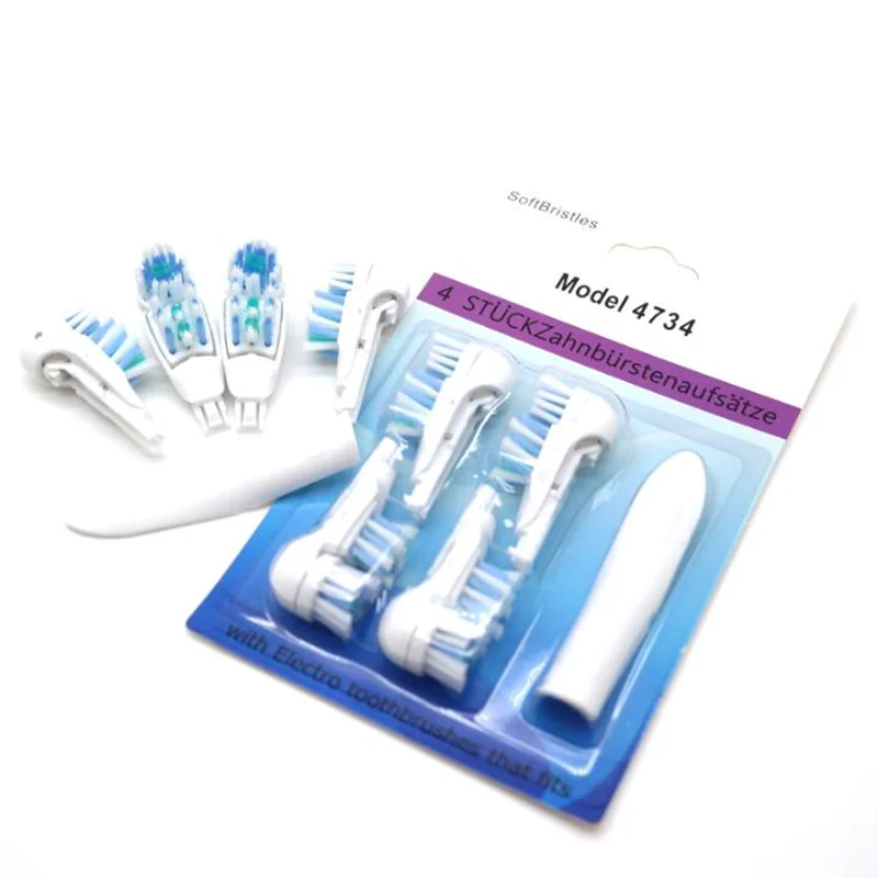 4 Cái/bộ 4734 Mẫu Pin Hàng Ngày Chăm Sóc Răng Miệng Đầu Bàn Chải Đánh Răng Lông Bàn Chải Mềm Mại Thay Thế Cho Răng Miệng B Dual Clean Hoàn Chỉnh Bàn Chải đầu