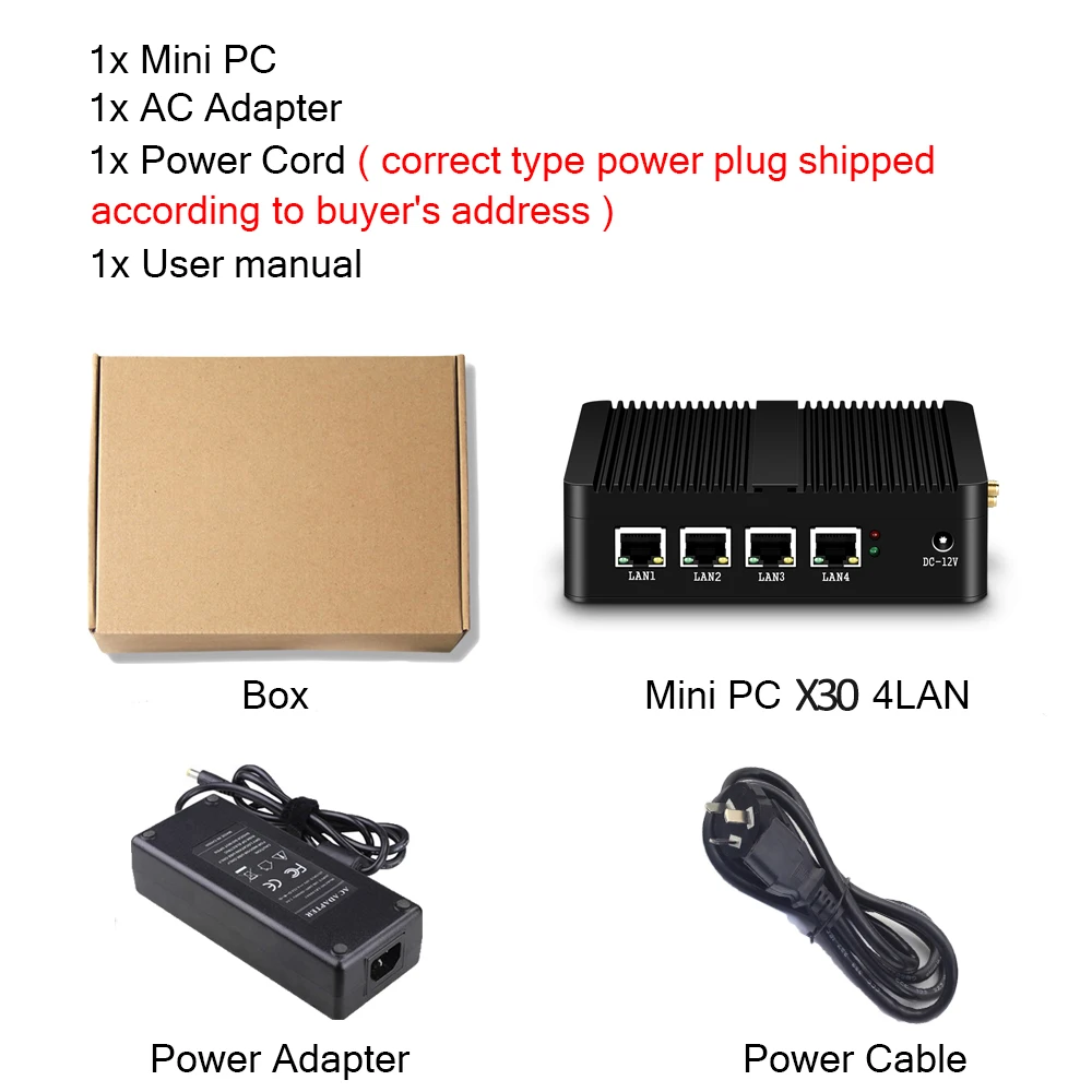 XCY Firewall Pfsense PC J4125 intel Celeron J1900 J4125 Router 4 * puertos Ethernet Windows 10 Pro HTPC VGA sin ventilador Linux Mini PC