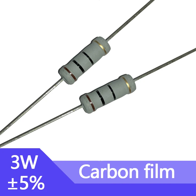 10pcs 3W 탄소 필름 0.1 0.12 0.15 0.18 0.22 0.25 0.27 0.33 0.39 Ohm R 금속 산화물 필름 저항기 5% 0.1R 0.15R 0.22R 0.1R-1M