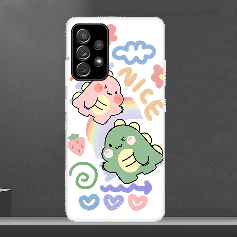 Casing ponsel dinosaurus kartun lucu, untuk Samsung Galaxy A12 A13 A14 A22 A23 A24 A32 A33 A34 A52 A53 A54 A72 A73 A02S A03S A04S A42