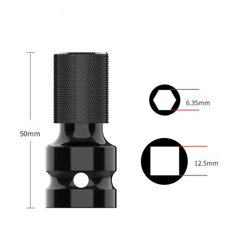Umrüstkopf für elektrische Schraubenschlüssel-Steckschlüssel-Adapter, drehbar, quadratisch, 1/2 Zoll (12,5 mm) auf sechseckig, 1/4 Zoll (6,35 mm)