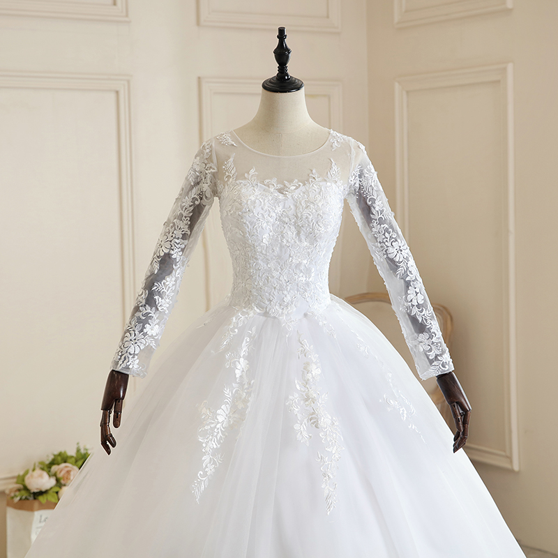Đầm Vestido De Noiva 2022 Nguyên Chất Đầy Nữ Tay Áo Cưới Kèm Tàu Công Chúa Tiệc Cao Cấp Áo Dây De Mariee Plus kích Thước