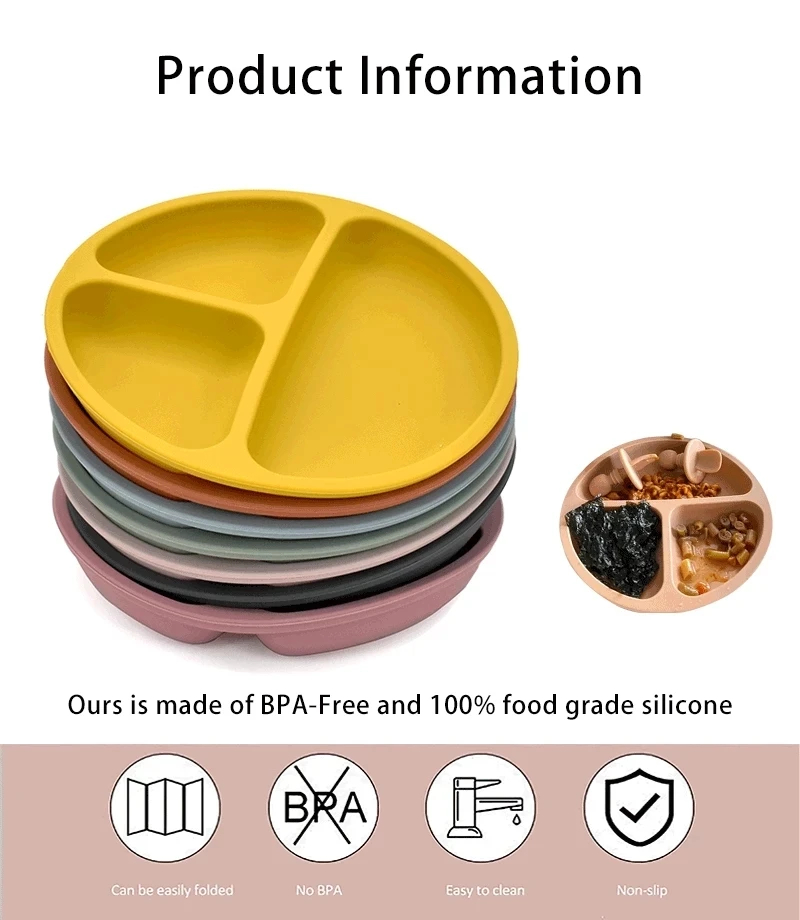 9 Màu Cho Bé Đĩa Bộ Thực Phẩm Cấp Món Ăn Không BPA Bộ Đồ Ăn Trẻ Em Ăn Bát Ăn Trẻ Em Học Món Khay dropshiping