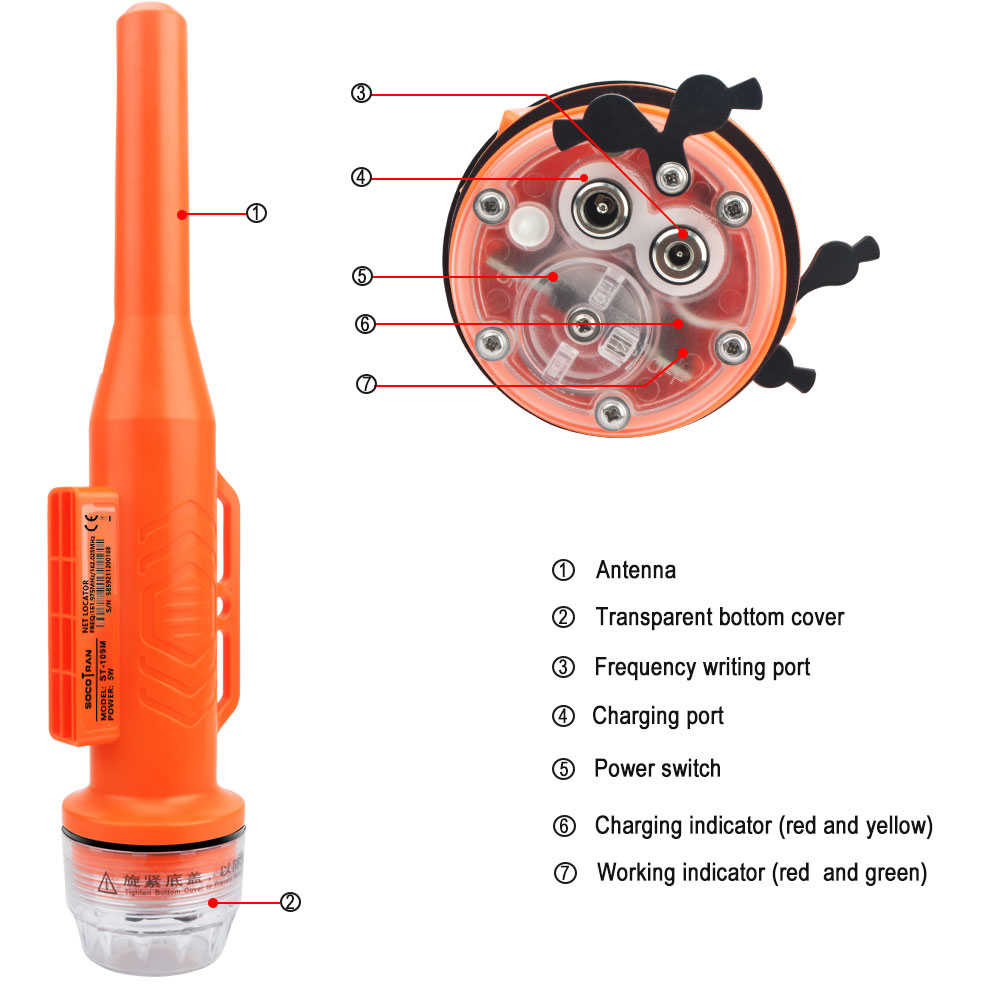Socotran ST-109M Mềm Thuyền Sử Dụng Lưới Đánh Cá Vị Trí Đo Gửi AIS Vị Trí Có Ăng Ten IPX7 GPS Chống Mất Theo Dõi thiết Bị Định Vị