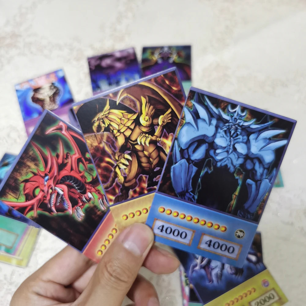 100 Stück Yu-Gi-Oh Anime-Stil Karten Blaue Augen Dunkler Magier Exodia Obelisk Slifer Ra Yugioh DM Klassische Proxy DIY Karte Kinder Geschenk