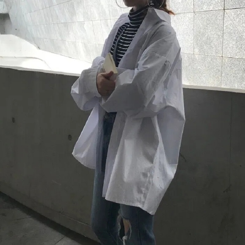 Zadily 2023 春ミニマリストシックなオーバーサイズ女性の白のベーシックシャツ長袖ボタンアップルーズ女性チュニックブラウス服