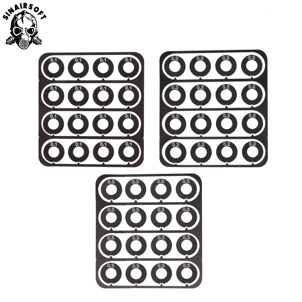 Cuñas de superprecisión de acero inoxidable, conjunto de engranajes de caja de cambios, ajuste de espacio libre para accesorios de Paintball Airsoft, 48 Uds.