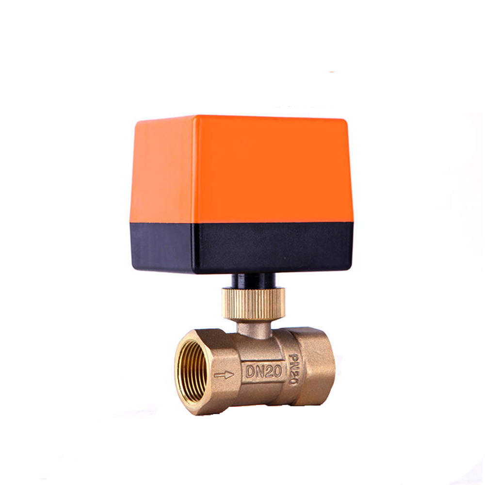 Válvula de esfera motorizada de 1/2 "3/4" 1 "2" 220V 12V 24V Válvula de esfera elétrica de latão com controle de 2 pontos de 3 fios