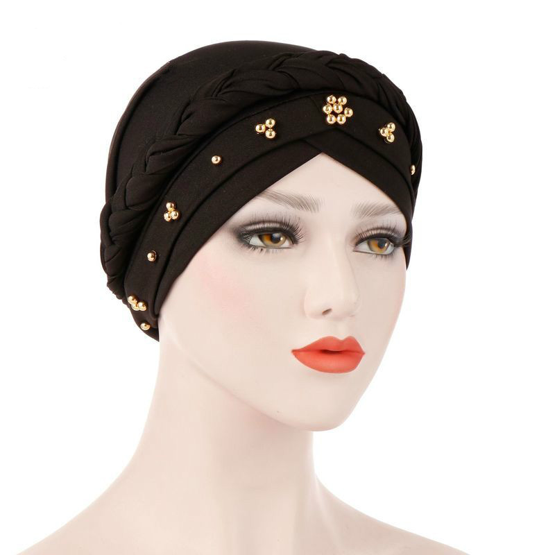 Phụ Nữ Mới Của Chăm Sóc Tóc Hồi Giáo Jersey Đầu Khăn Lụa Sữa Hồi Giáo Hijab HẠT VIỀN Bọc Căng Băng Đô Cài Tóc Turban Gọng Mũ Hóa Trị bộ Đội Đầu Bọc