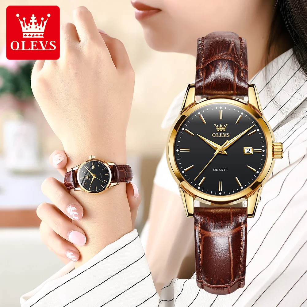 OLEVS Cho Phụ Nữ Cao Cấp Hàng Đầu Nữ Thạch Anh Đồng Hồ Nữ Thoáng Khí Dây Da Chống Thấm Nước Phong Cách Doanh Nhân Nữ Đồng Hồ