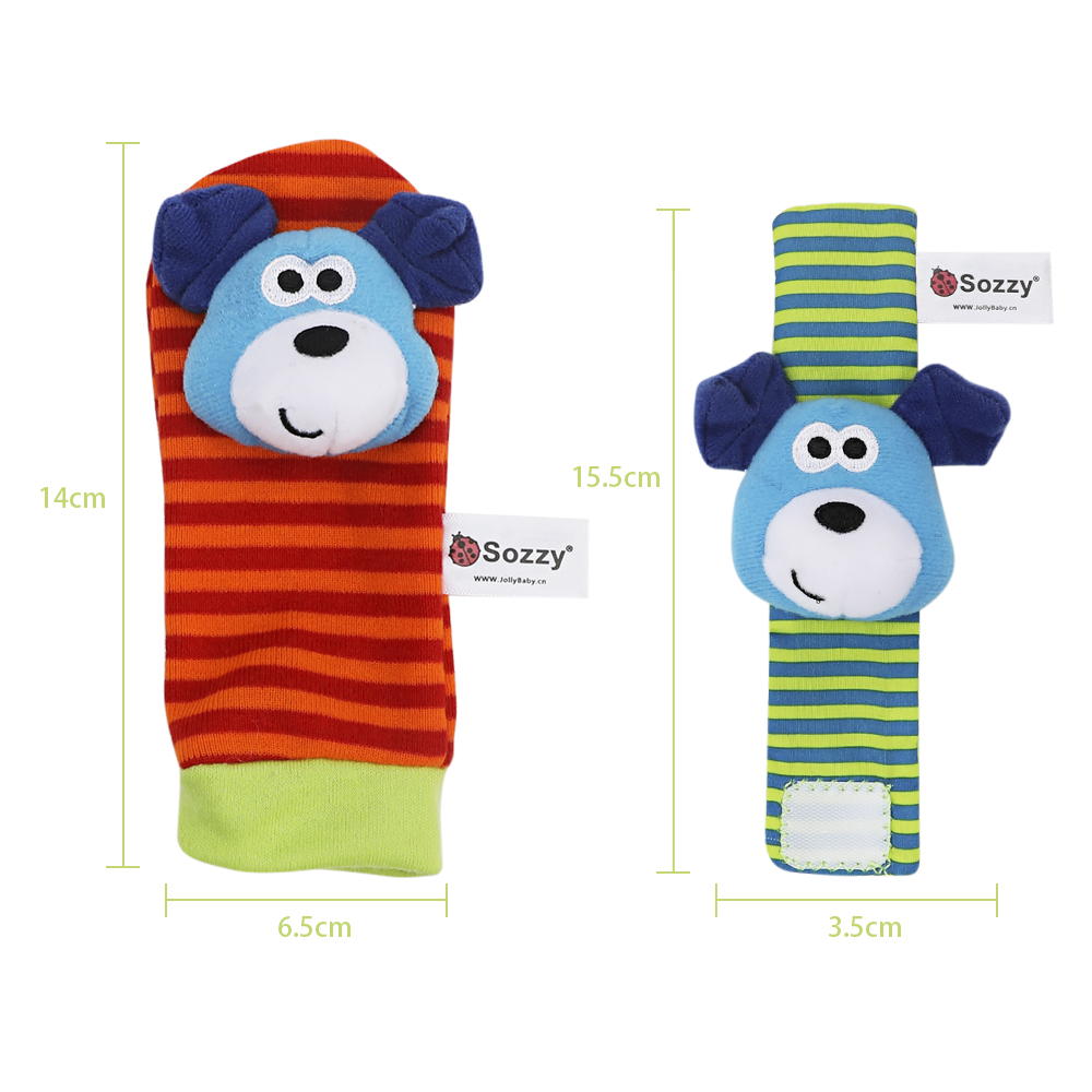 귀여운 박제 동물 아기 딸랑이 양말 손목 아기 딸랑이, 신생아 장난감, 아기용 소리 게임 만들기, 0-12 개월, 2 개, 4 개