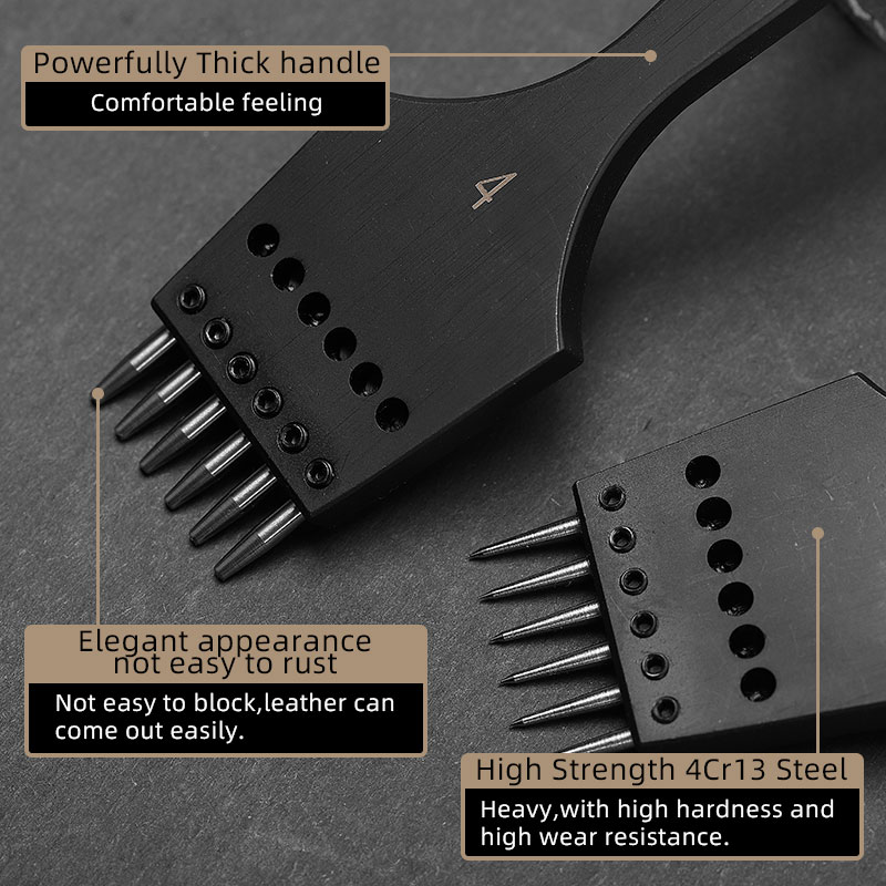 WUTA Sắc Nét Đầu Có Thể Thay Thế Được Châm Sắt Có Thể Tháo Rời Kìm Bấm Lỗ Tròn Da Thủ Công Đục Làm Đồ Da Dụng Cụ