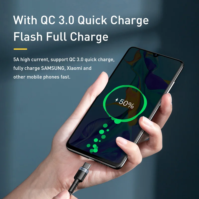 Baseus 100W USB C a USB tipo C Cable PD Cable de carga rápida 5A USB-C tipo C Cable para iPhone17 MacBook Samsung Xiaomi