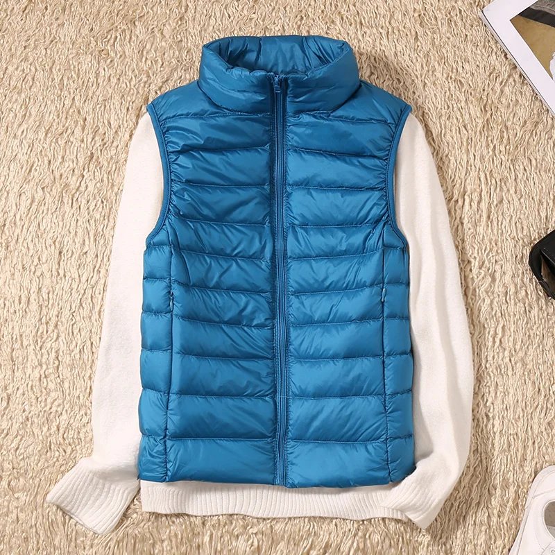 Phụ Nữ Mới Không Tay Nữ Siêu Nhẹ Xuống Áo Ôm Áo Khoác Bé Gái Áo Gilet Nhẹ Chống Gió Ấm In Di Động