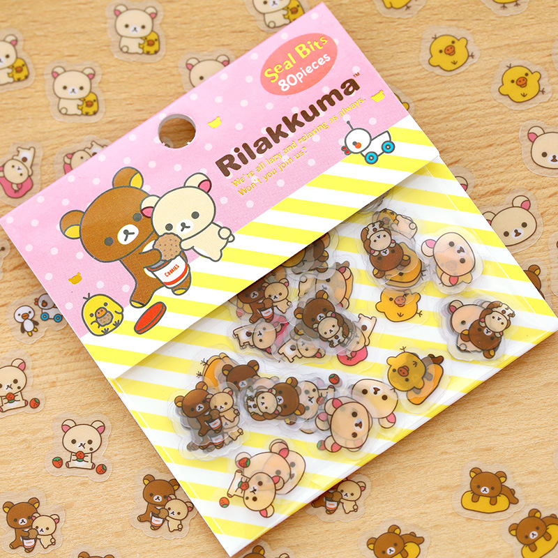 PVC น่ารัก Mohamm หมี Rilakkuma ไดอารี่น่ารักญี่ปุ่นกาวตกแต่งสติกเกอร์อัลบั้ม Scrapbooking เครื่องเขียน