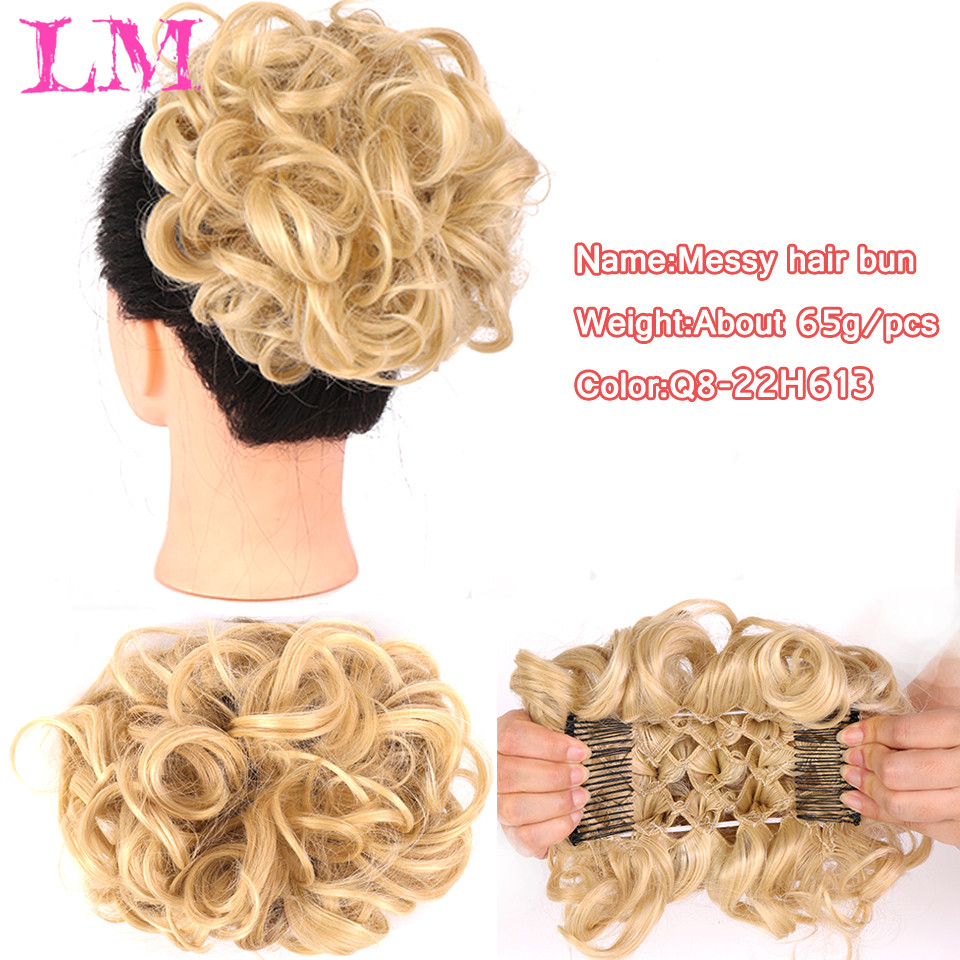 LiangMo Cô Dâu Lộn Xộn Lớn Búi Tóc Xoăn Chignon Với Lược Kẹp Tóc Đuôi Bao Đuôi Ngựa Mở Rộng Tổng Hợp Tự Nhiên Giả tóc